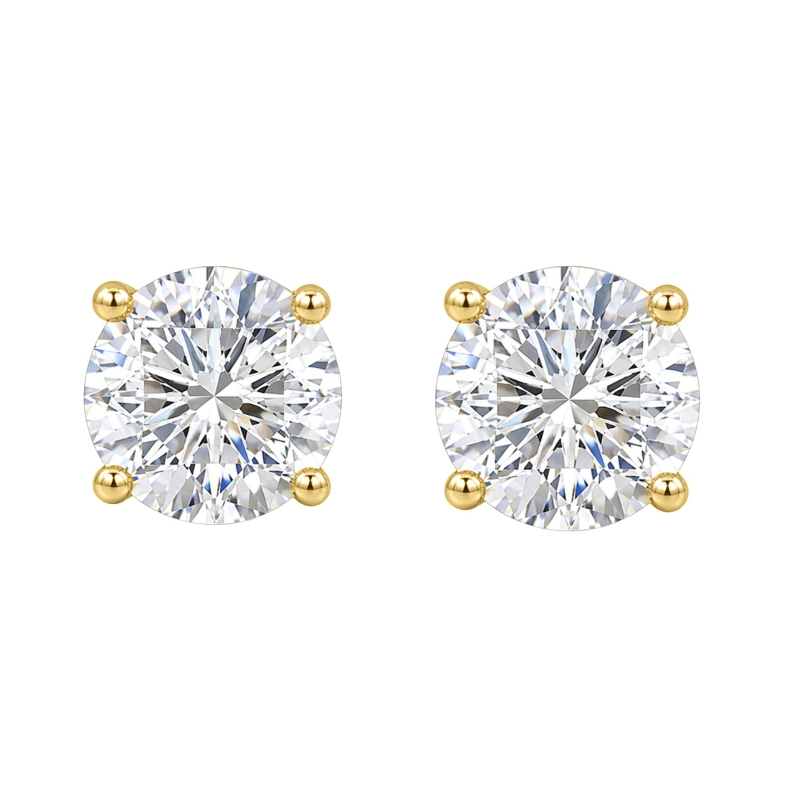 Venturant Lab Grown Diamond (F/VS+) 0.75 carat Round cut Gold over Silver Stud Earrings