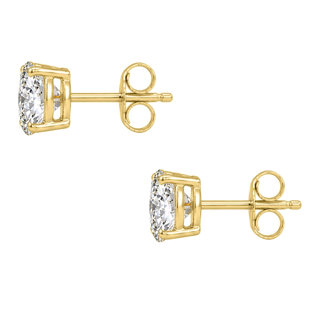 Venturant Lab Grown Diamond (F/VS+) 0.75 carat Round cut Gold over Silver Stud Earrings