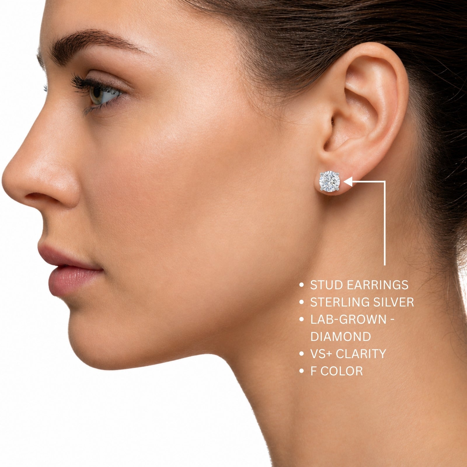 Venturant Lab Grown Diamond (F/VS+) 1.00 carat Round cut Sterling Silver Stud Earrings
