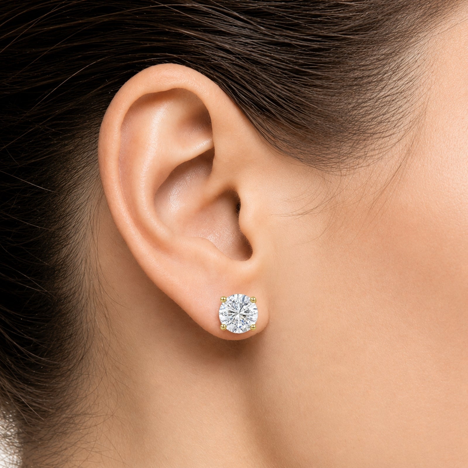 Venturant Lab Grown Diamond (F/VS+) 1.00 carat Round cut Gold over Silver Stud Earrings