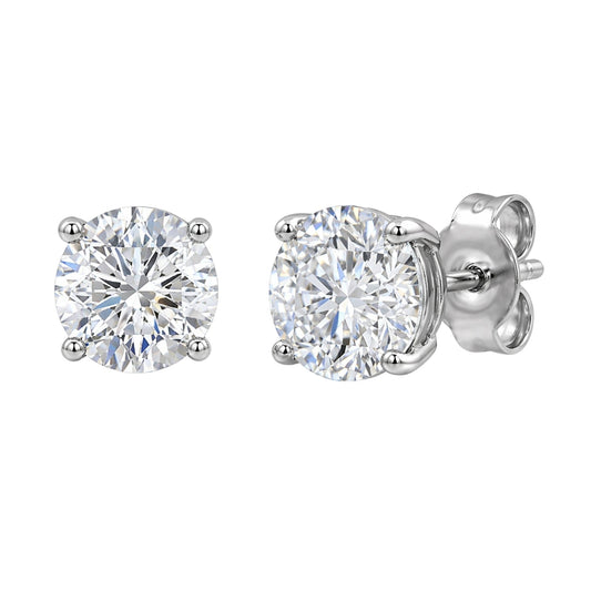 Venturant Lab Grown Diamond (F/VS+) 2.00 carat Round cut Sterling Silver Stud Earrings