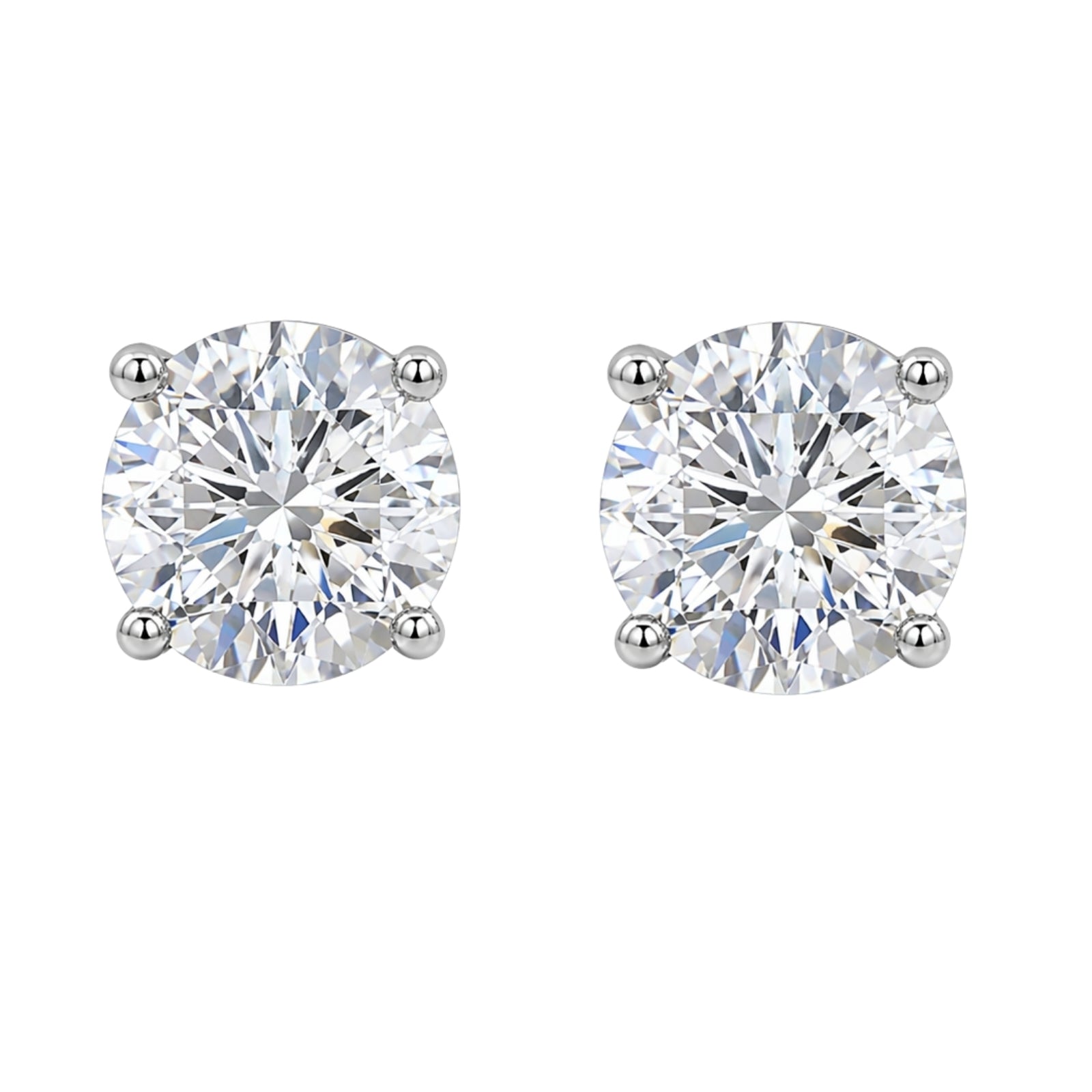 Venturant Lab Grown Diamond (F/VS+) 2.00 carat Round cut Sterling Silver Stud Earrings