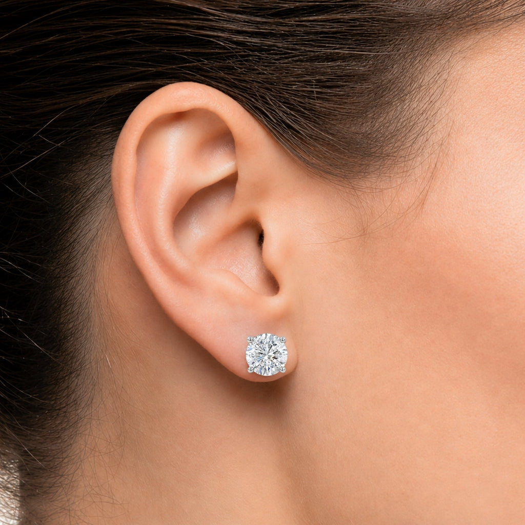 Venturant Lab Grown Diamond (F/VS+) 2.00 carat Round cut Sterling Silver Stud Earrings