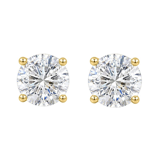 Venturant Lab Grown Diamond (F/VS+) 2.00 carat Round cut Gold over Silver Stud Earrings