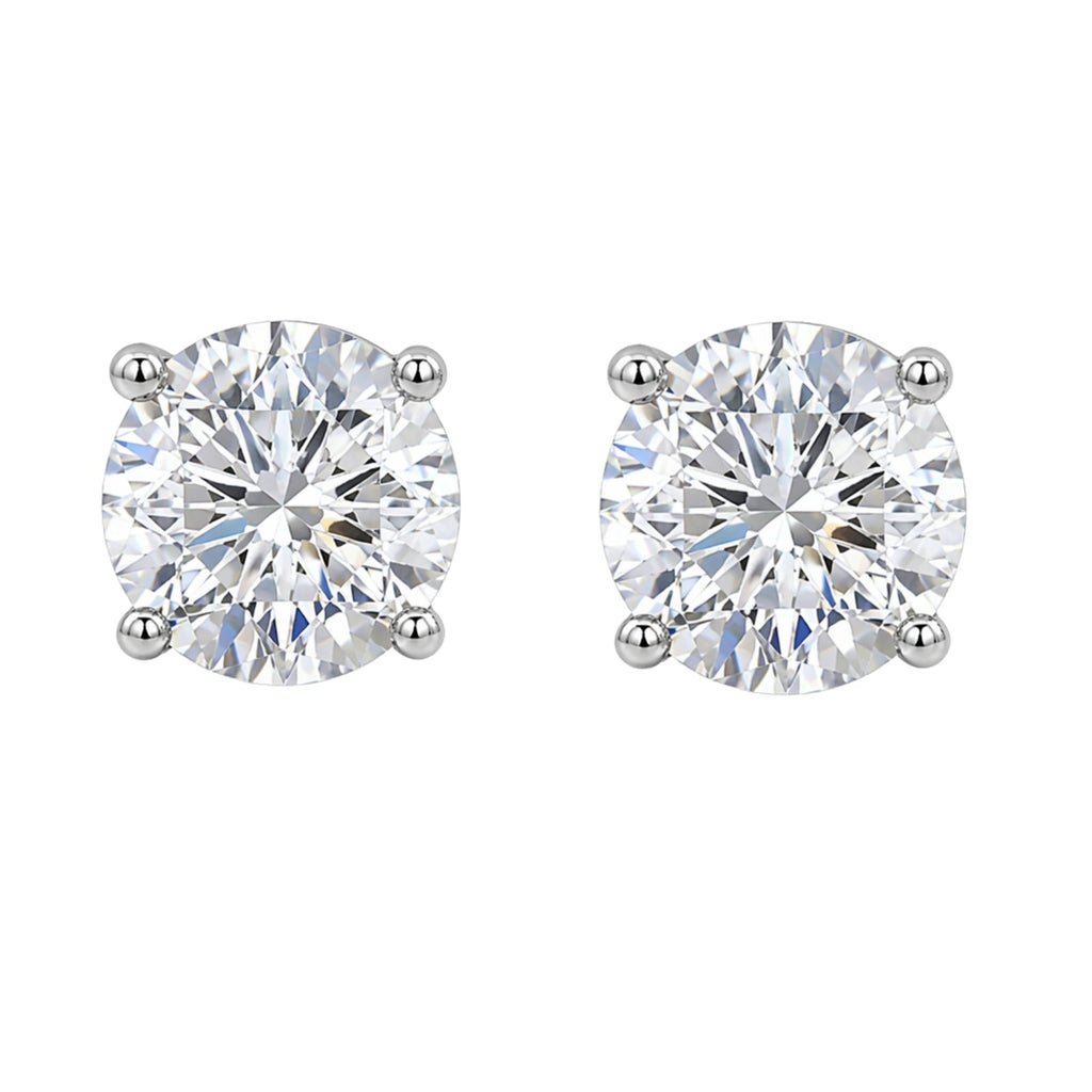 Venturant Lab Grown Diamond (F/VS+) 1.50 carat Round cut Sterling Silver Stud Earrings