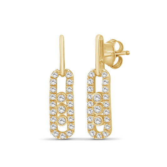 Venturant 0.50 Carat T.W. Round-cut Lab Grown Diamond (F/VS+) 14K Gold Drop Earrings with Double Notch Post & Pushback