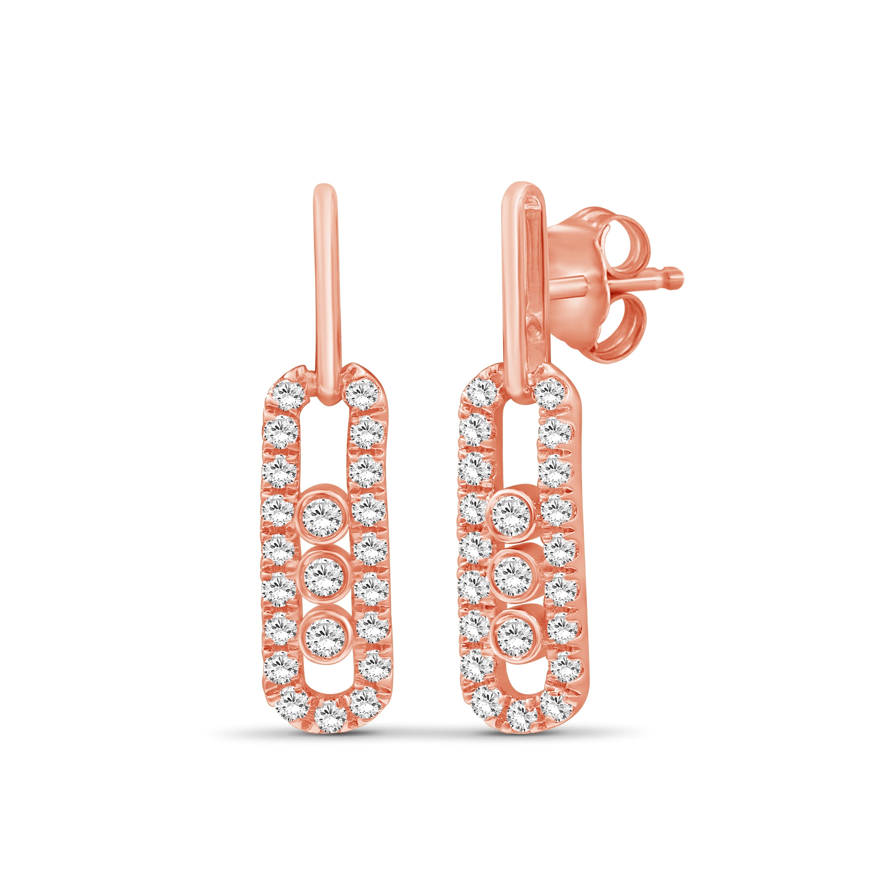 Venturant 0.50 Carat T.W. Round-cut Lab Grown Diamond (F/VS+) 14K Gold Drop Earrings with Double Notch Post & Pushback