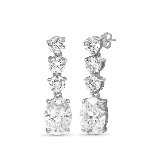 Venturant 3.00 Carat T.W. Oval/Round-cut Lab Grown Diamond (F/VS+) 14K Gold Drop Earrings with Double Notch Post & Pushback