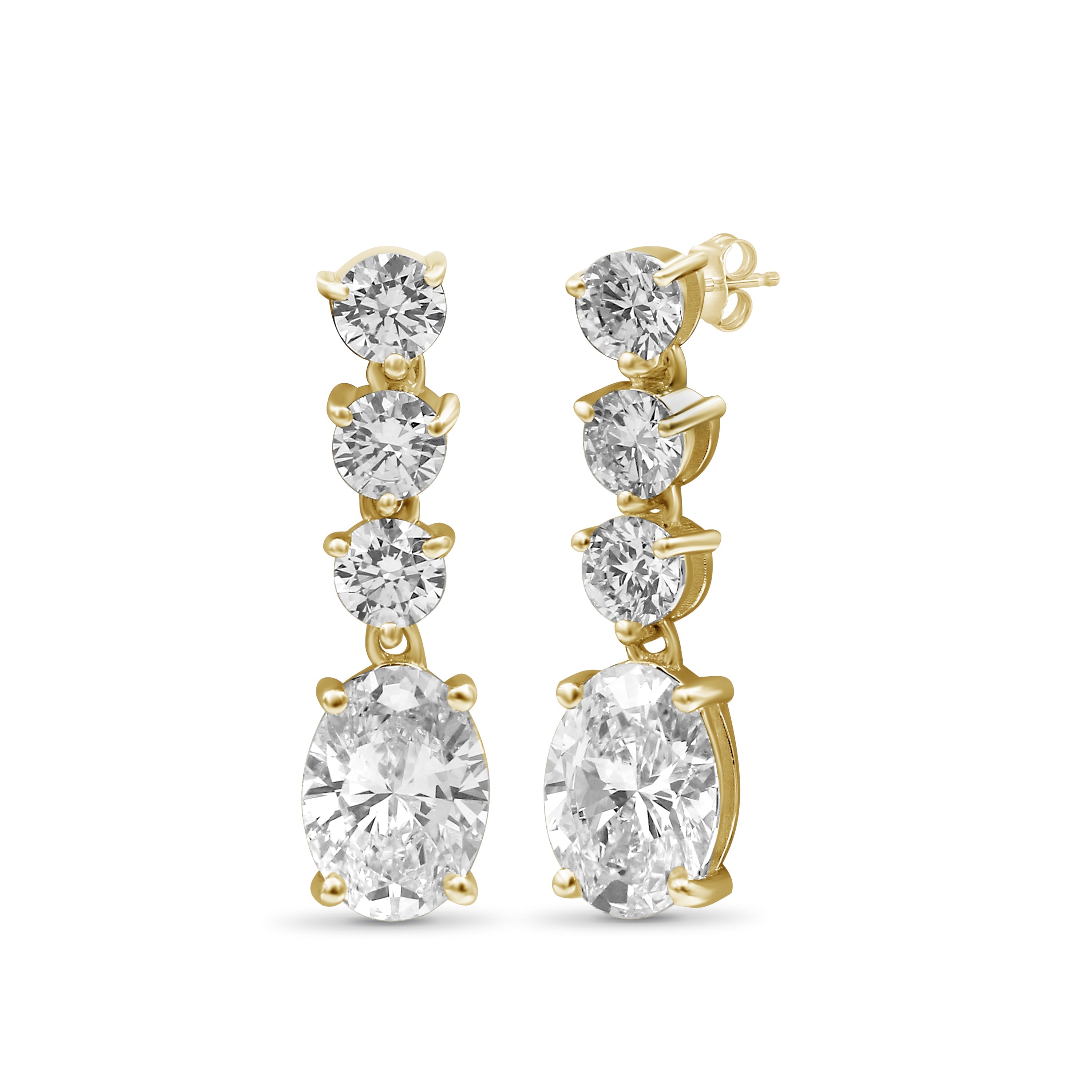 Venturant 3.00 Carat T.W. Oval/Round-cut Lab Grown Diamond (F/VS+) 14K Gold Drop Earrings with Double Notch Post & Pushback