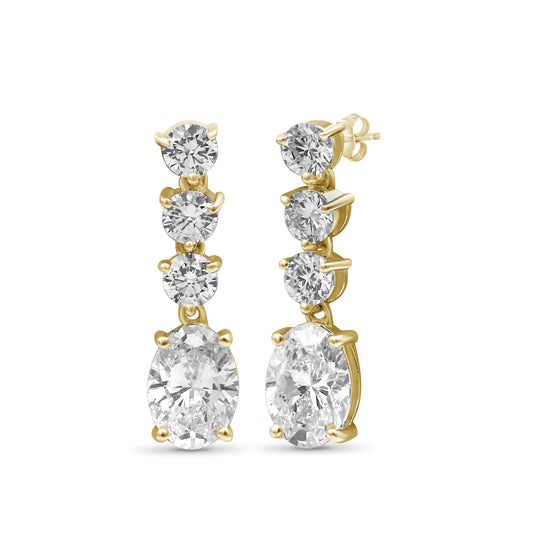 Venturant 3.00 Carat T.W. Oval/Round-cut Lab Grown Diamond (F/VS+) 14K Gold Drop Earrings with Double Notch Post & Pushback