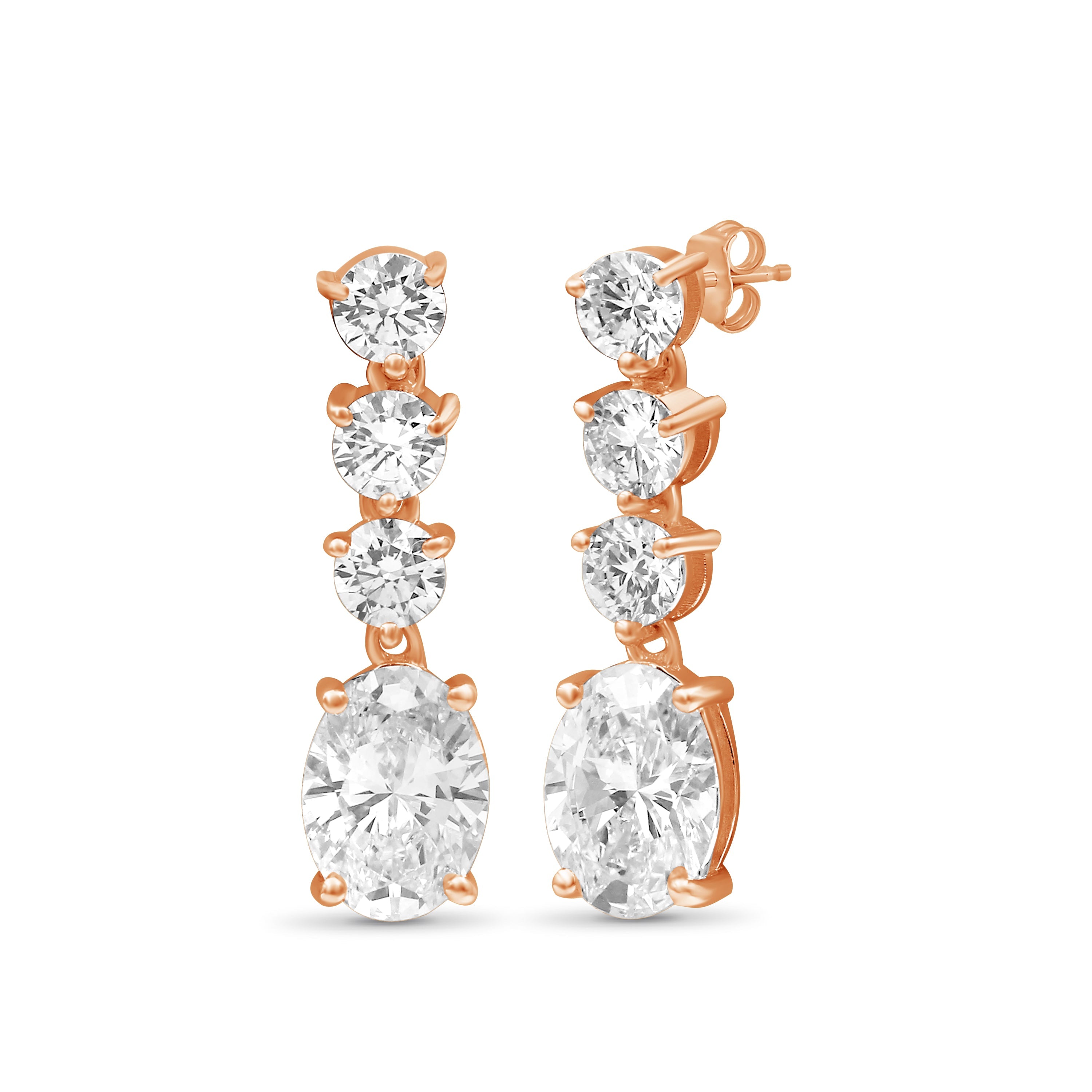 Venturant 3.00 Carat T.W. Oval/Round-cut Lab Grown Diamond (F/VS+) 14K Gold Drop Earrings with Double Notch Post & Pushback