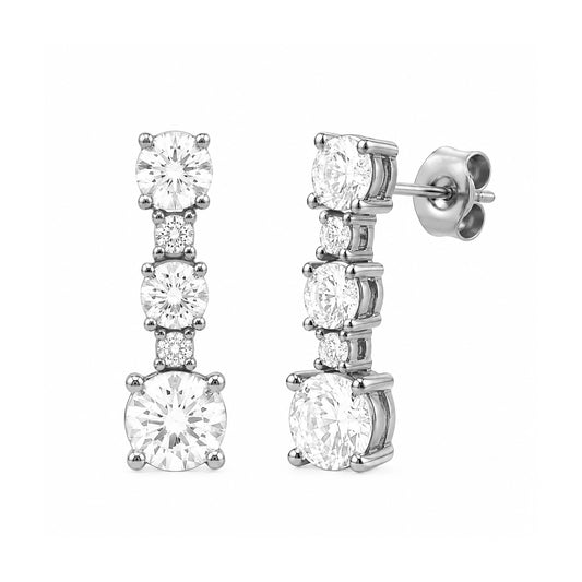 Venturant Lab Grown Diamond (F/VS+) 1.00 carat Round cut Sterling Silver Drop Earrings - Sterling Silver | Gold over Silver
