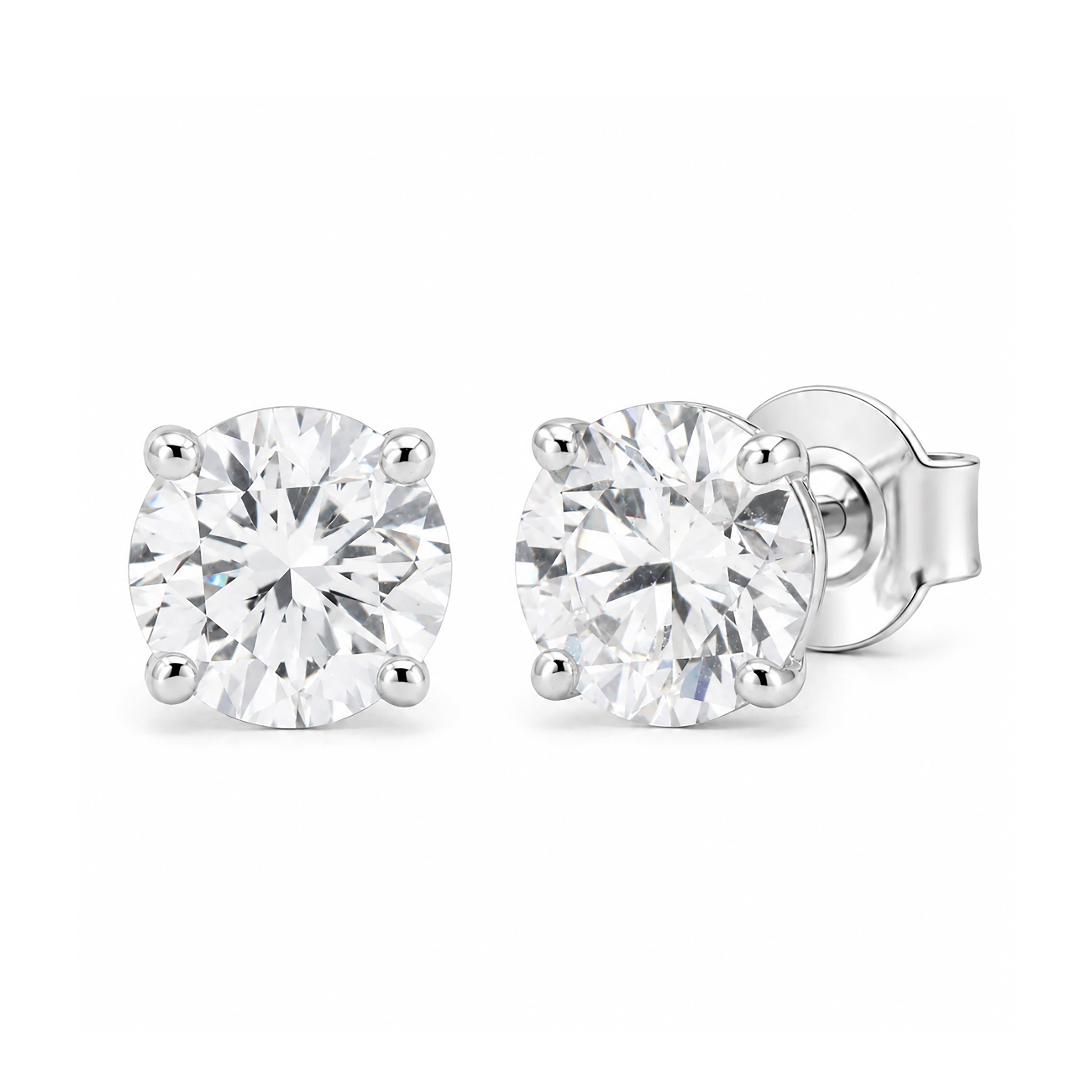 Venturant Lab Grown Diamond (F/VS+) 2.00 carat Round cut Sterling Silver Stud Earrings - Sterling Silver