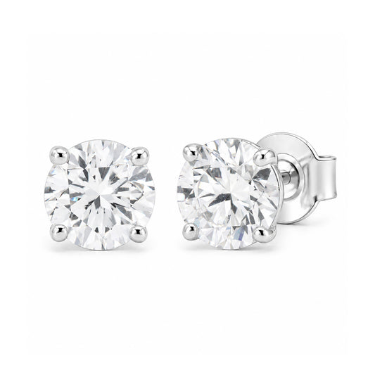 Venturant Lab Grown Diamond (F/VS+) 2.00 carat Round cut Sterling Silver Stud Earrings - Sterling Silver