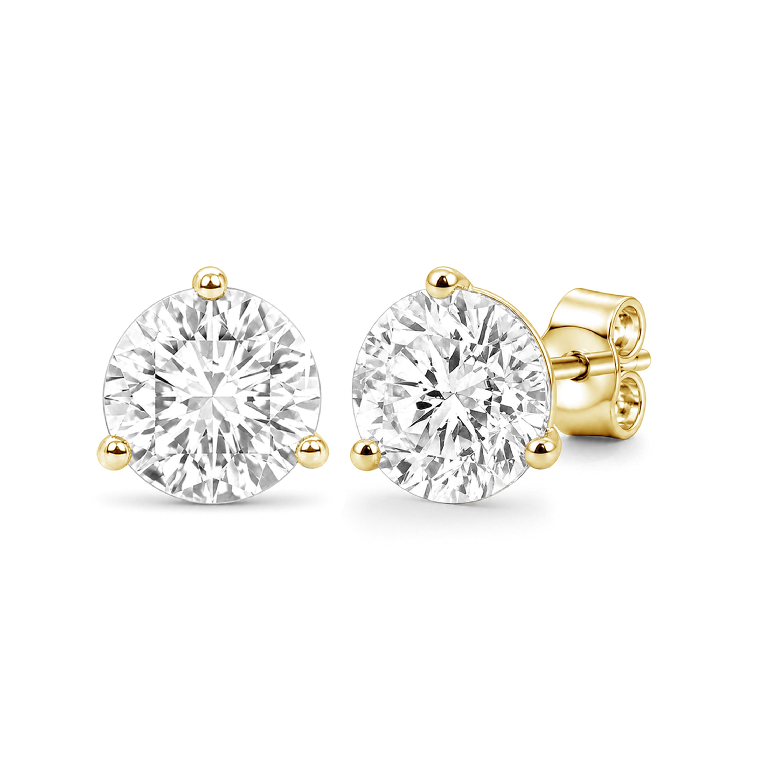 Venturant Lab-Grown Diamond Earrings for Women | Gold over Silver | Emerald Cut | Prong, Push Back | F Color, VS+ Clarity | 2.00 Total Carat Weight | Anniversary, Wedding, Birthday Gift