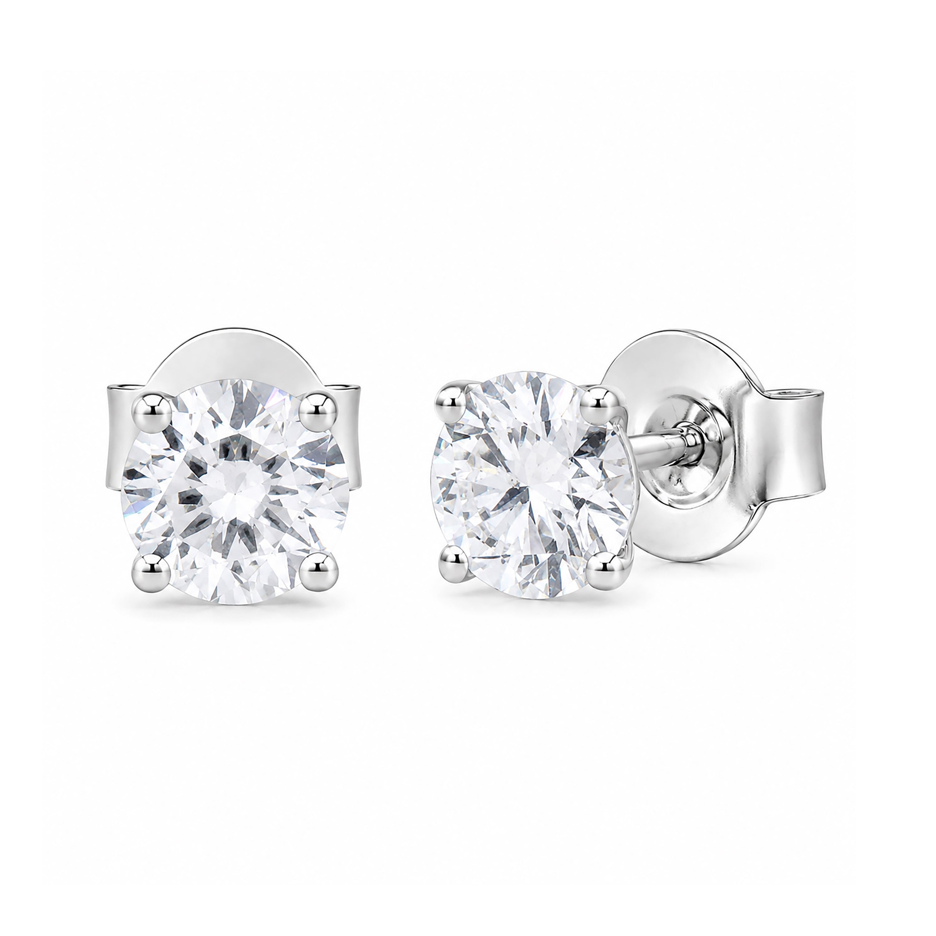Venturant Lab Grown Diamond (F/VS+) 1.00 carat Round cut Sterling Silver Stud Earrings - Sterling Silver