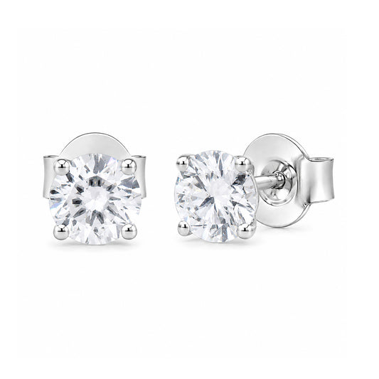 Venturant Lab Grown Diamond (F/VS+) 1.00 carat Round cut Sterling Silver Stud Earrings - Sterling Silver