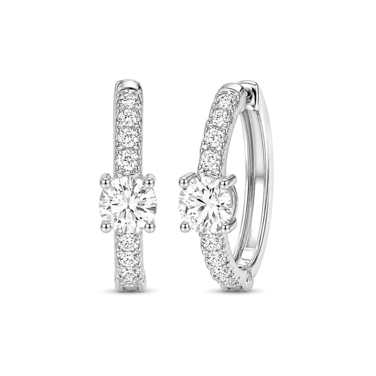 2.00 Carat T.W. Lab Grown Diamond Sterling Silver Hoop Earrings