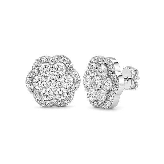 Venturant Lab-Grown Diamond Earrings for Women | Sterling Silver | Round Cut | Prong, Push Back | F Color, VS+ Clarity | 3.00 Total Carat Weight | Anniversary, Wedding, Birthday Gift
