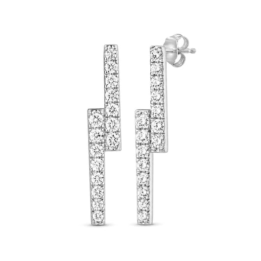 Venturant Lab-Grown Diamond Earrings for Women | Sterling Silver | Emerald Cut | Prong, Push Back | F Color, VS+ Clarity | 2.00 Total Carat Weight | Anniversary, Wedding, Birthday Gift