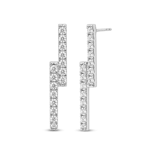 Venturant Lab-Grown Diamond Earrings for Women | Sterling Silver | Emerald Cut | Prong, Push Back | F Color, VS+ Clarity | 3.00 Total Carat Weight | Anniversary, Wedding, Birthday Gift