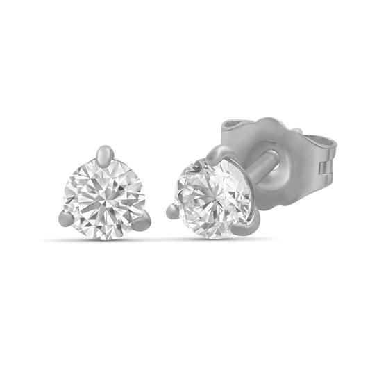 Venturant Lab Grown Diamond (F/VS+) 1/3 carat Round cut Sterling Silver Stud Earrings - Sterling Silver | Gold over Silver