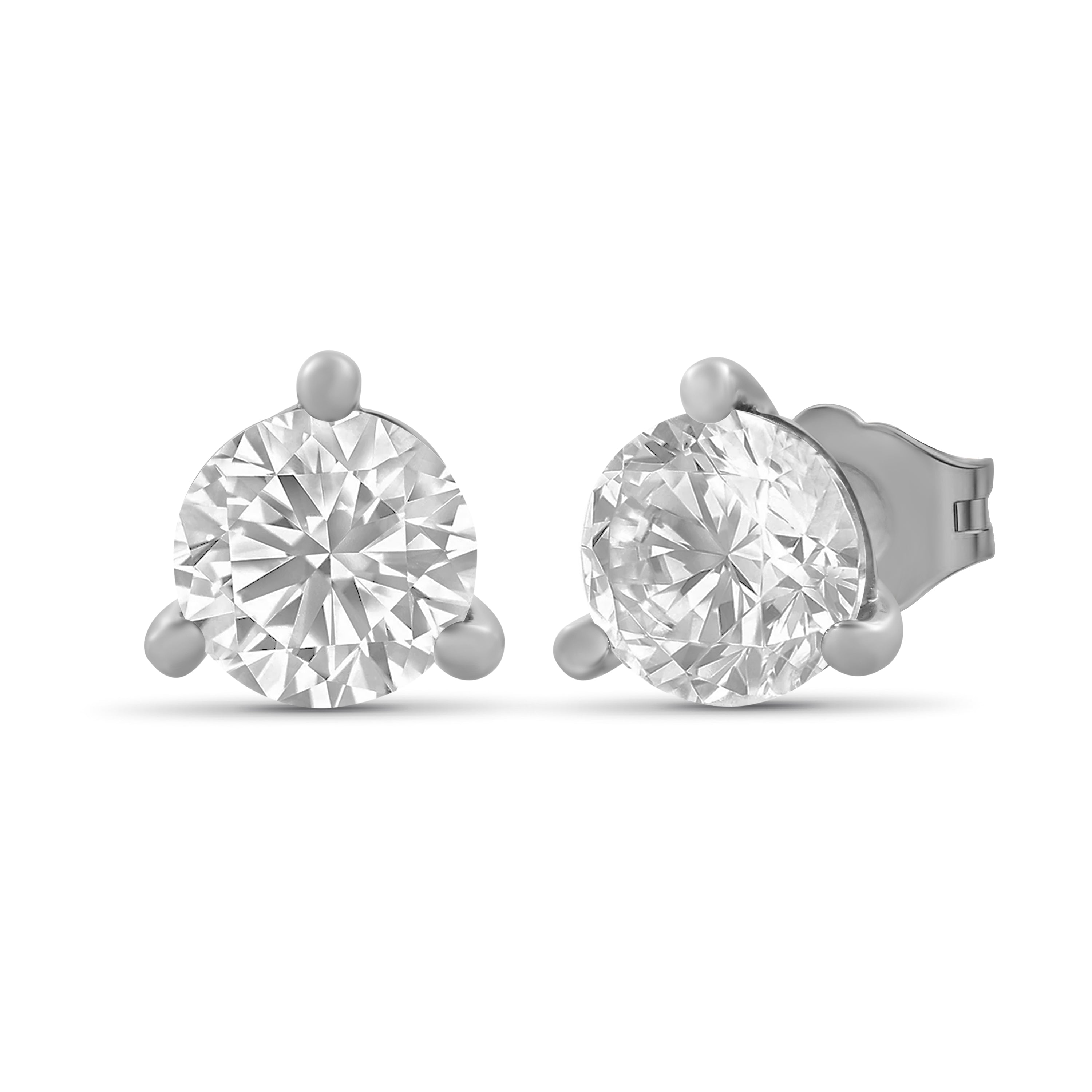 Venturant Lab Grown Diamond (F/VS+) 3/4 carat Round cut Sterling Silver Stud Earrings - Sterling Silver | Gold over Silver