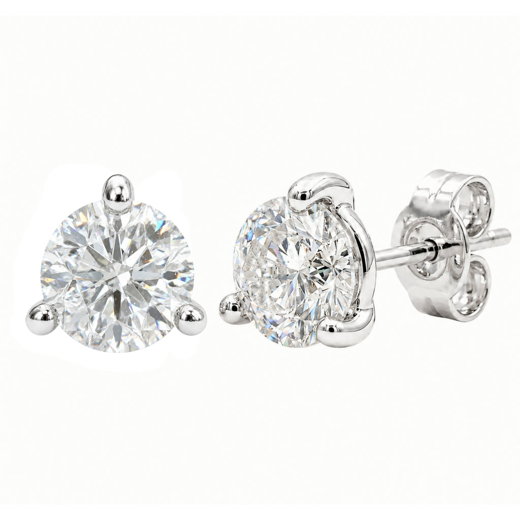 Venturant Lab Grown Diamond (F/VS+) 1.50 carat Round cut Sterling Silver Stud Earrings - Sterling Silver | Gold over Silver