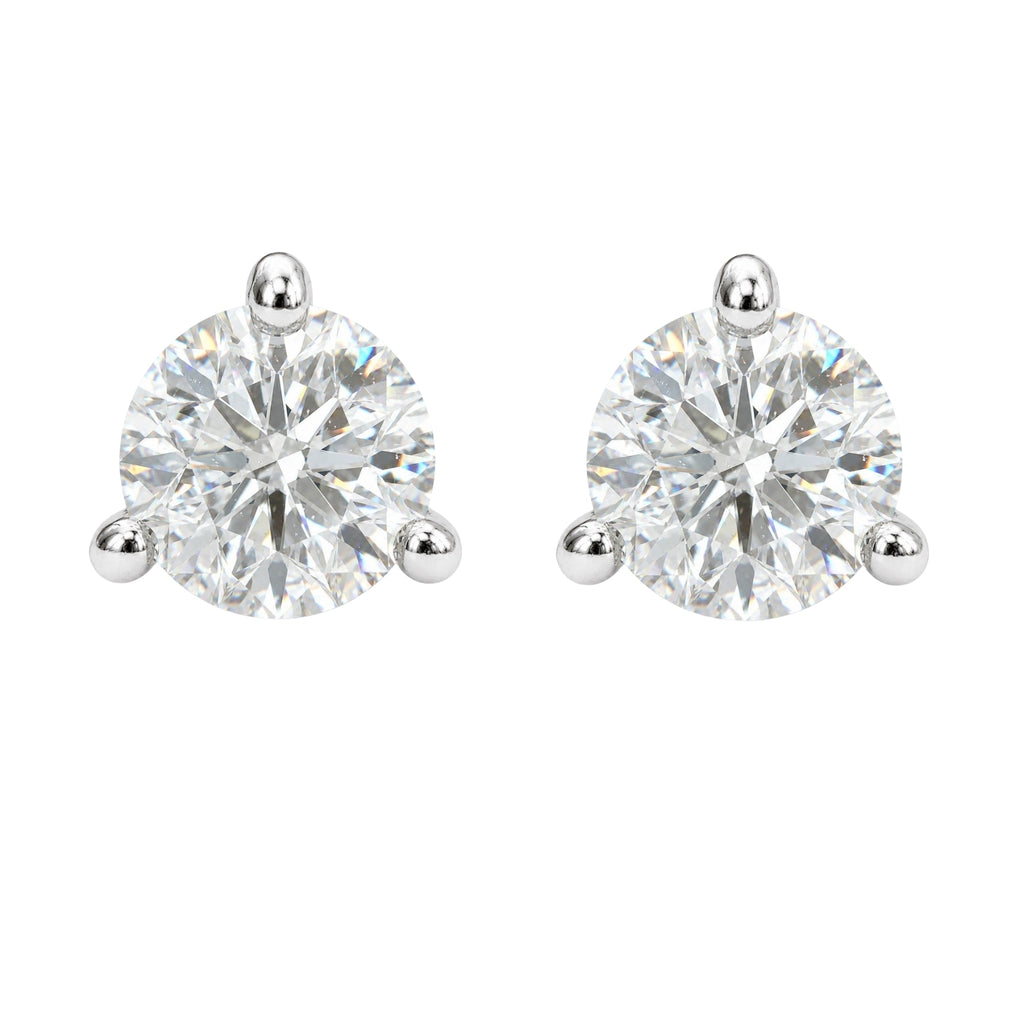 Venturant Lab Grown Diamond (F/VS+) 1.50 carat Round cut Sterling Silver Stud Earrings - Sterling Silver | Gold over Silver