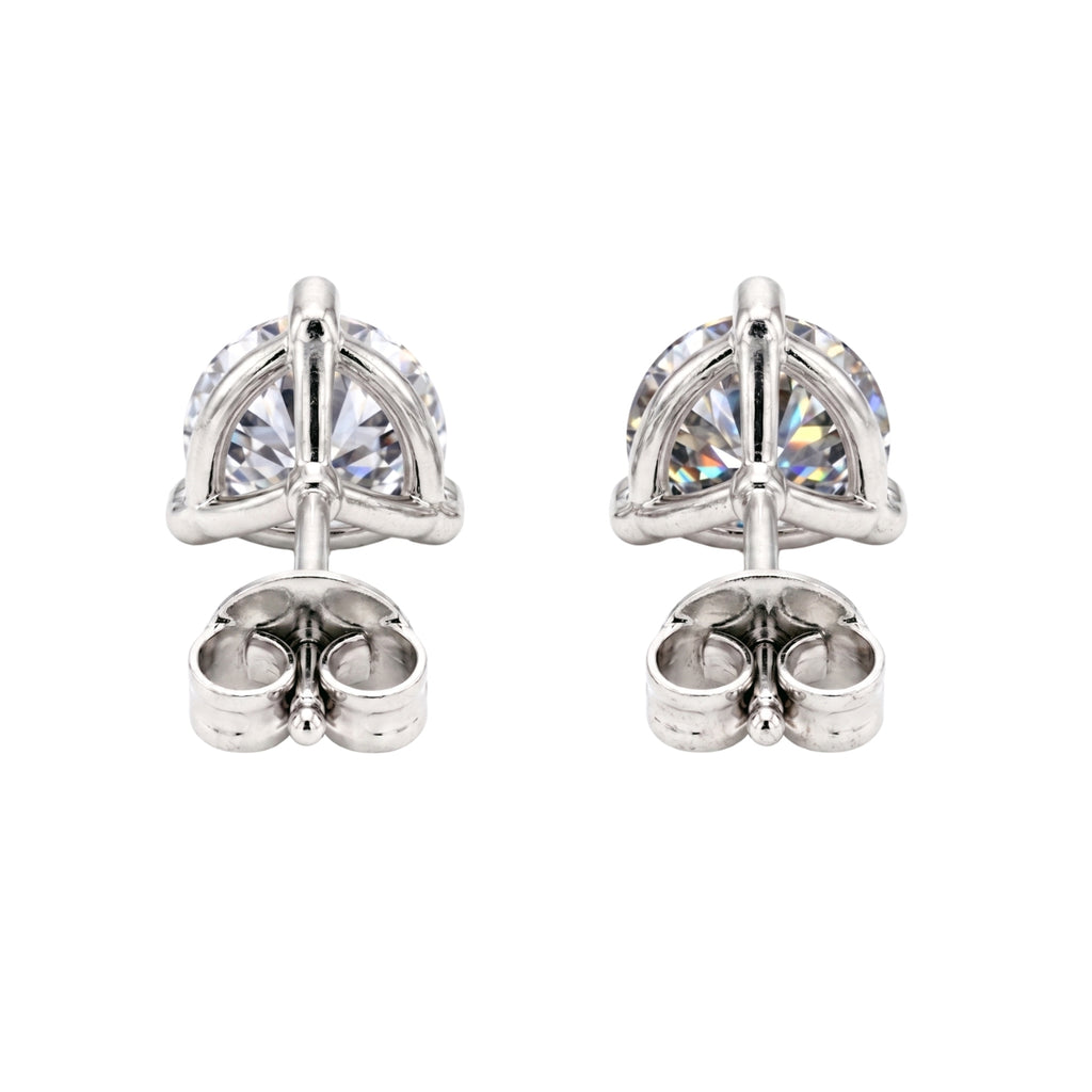 Venturant Lab Grown Diamond (F/VS+) 1.50 carat Round cut Sterling Silver Stud Earrings - Sterling Silver | Gold over Silver