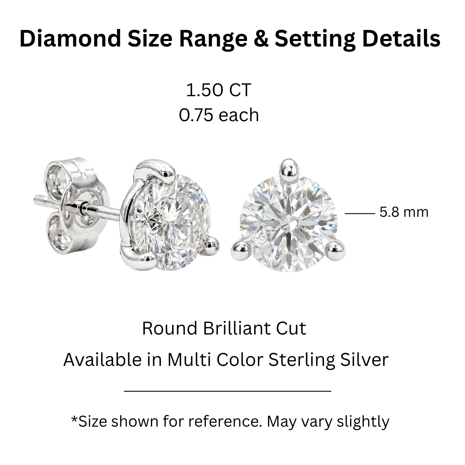 Venturant Lab Grown Diamond (F/VS+) 1.50 carat Round cut Sterling Silver Stud Earrings - Sterling Silver | Gold over Silver