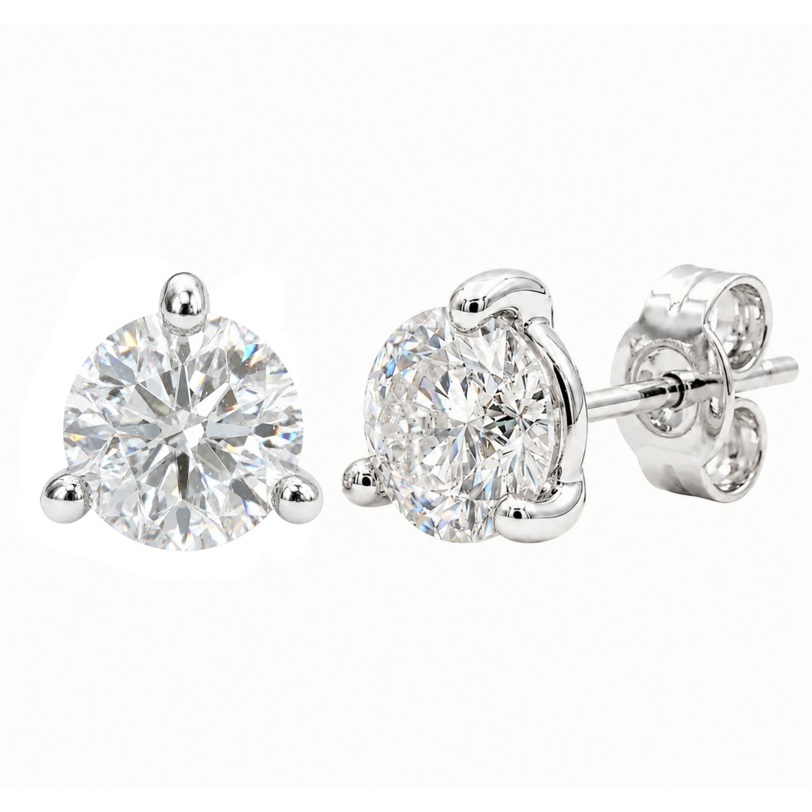 Venturant Lab Grown Diamond (F/VS+) 2.00 carat Round cut Sterling Silver Stud Earrings - Sterling Silver