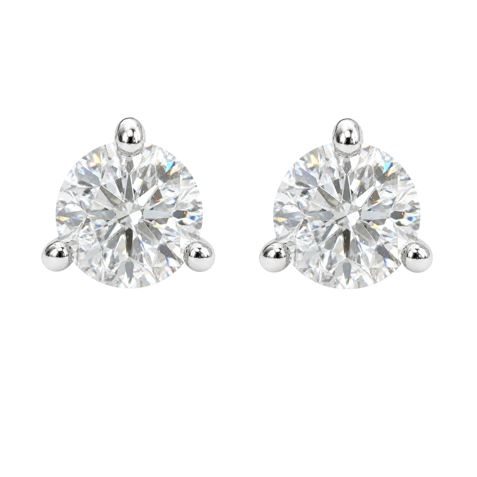Venturant Lab Grown Diamond (F/VS+) 2.00 carat Round cut Sterling Silver Stud Earrings - Sterling Silver