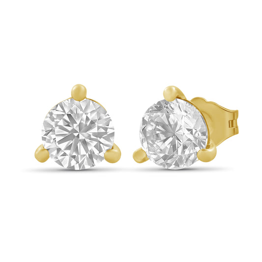 Venturant Lab Grown Diamond (F/VS+) 1/4 carat Round cut Gold over Silver Stud Earrings