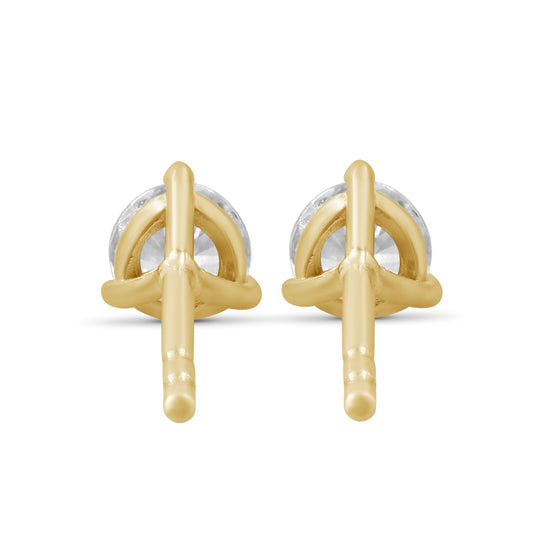 Venturant Lab Grown Diamond (F/VS+) 1/3 carat Round cut Gold over Silver Stud Earrings