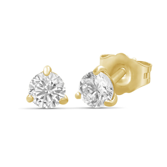 Venturant Lab Grown Diamond (F/VS+) 1/3 carat Round cut Gold over Silver Stud Earrings