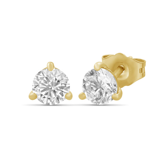 Venturant Lab Grown Diamond (F/VS+) 3/8 carat Round cut Gold over Silver Stud Earrings