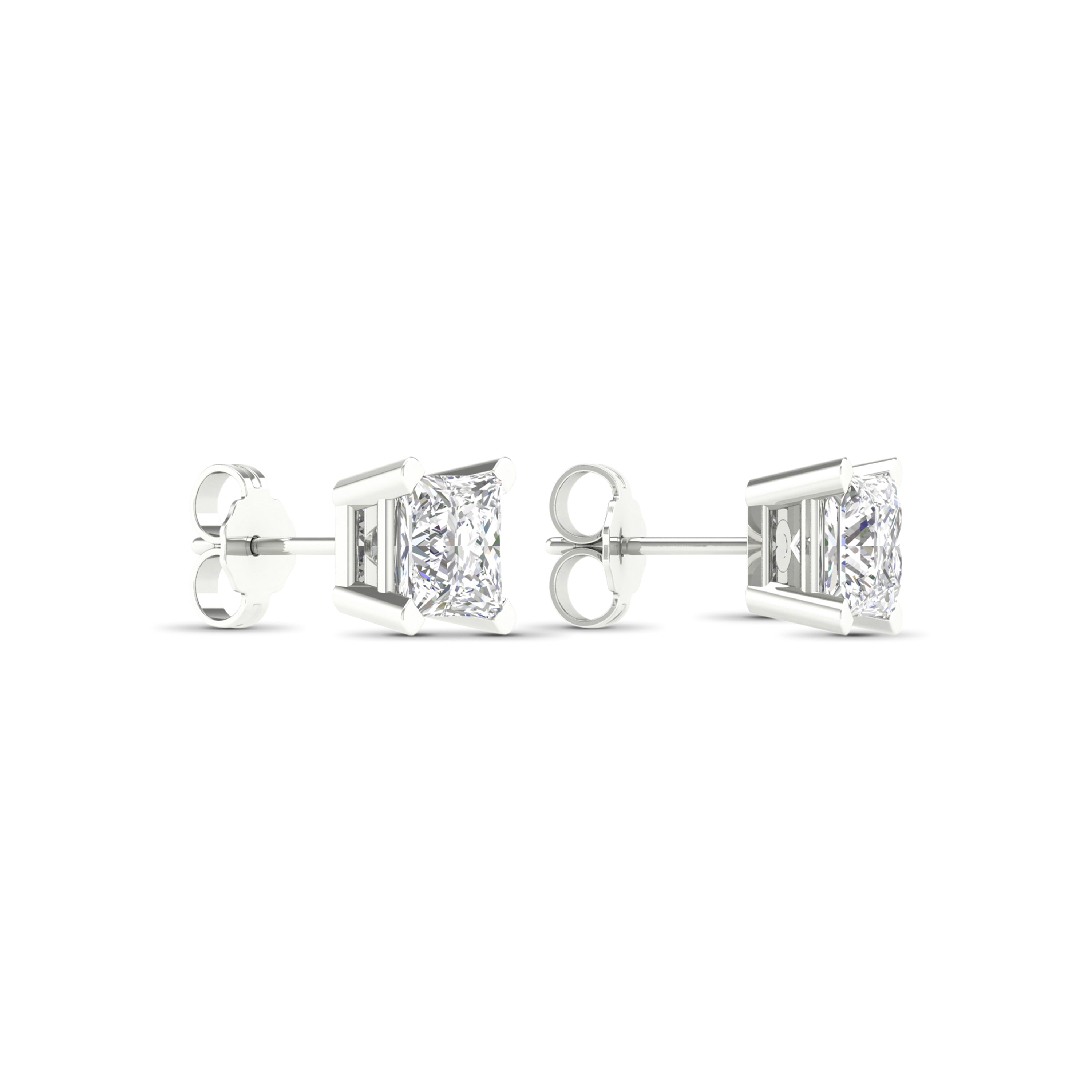 Venturant 1.00 - 2.00 Carat T.W. Princess-cut Lab Grown Diamond (F/VS+) Stud Earrings with Double Notch Post & Pushback
