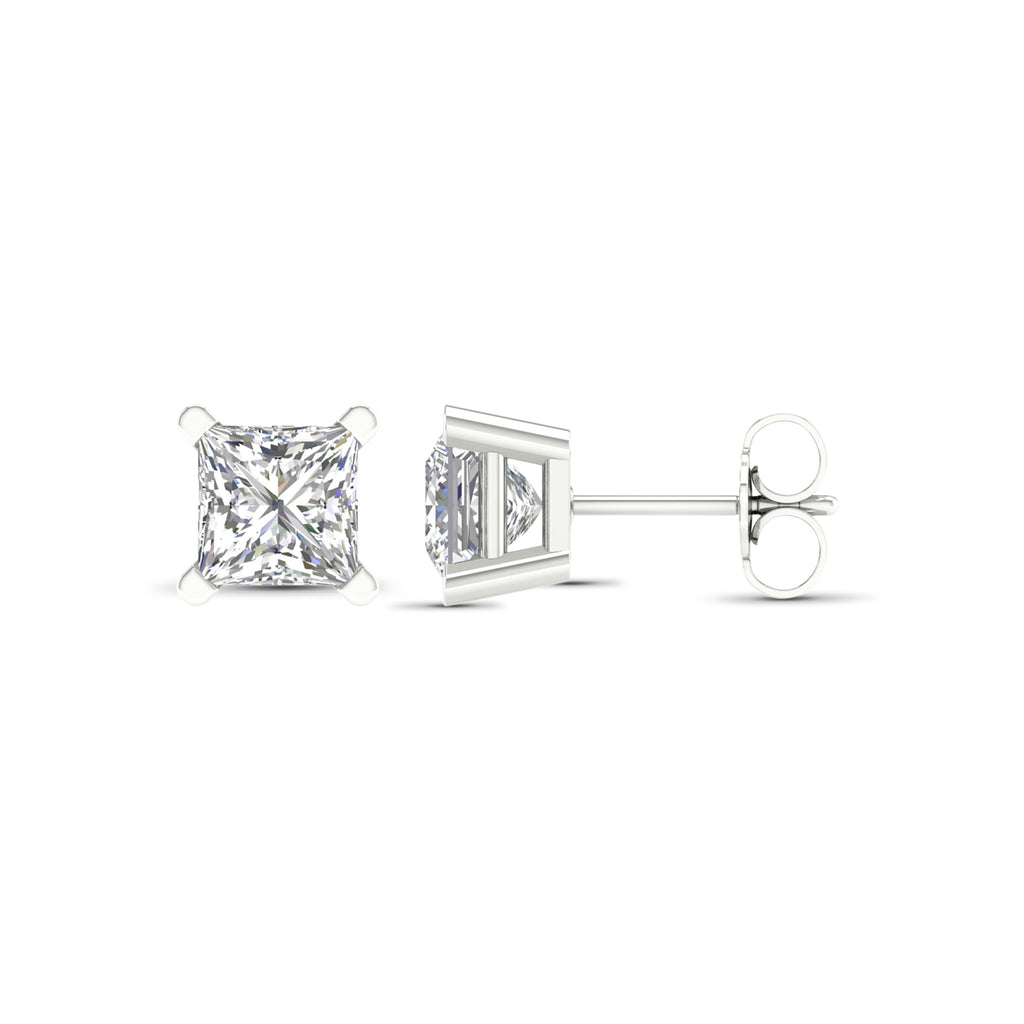 Venturant 1.00 - 2.00 Carat T.W. Princess-cut Lab Grown Diamond (F/VS+) Stud Earrings with Double Notch Post & Pushback