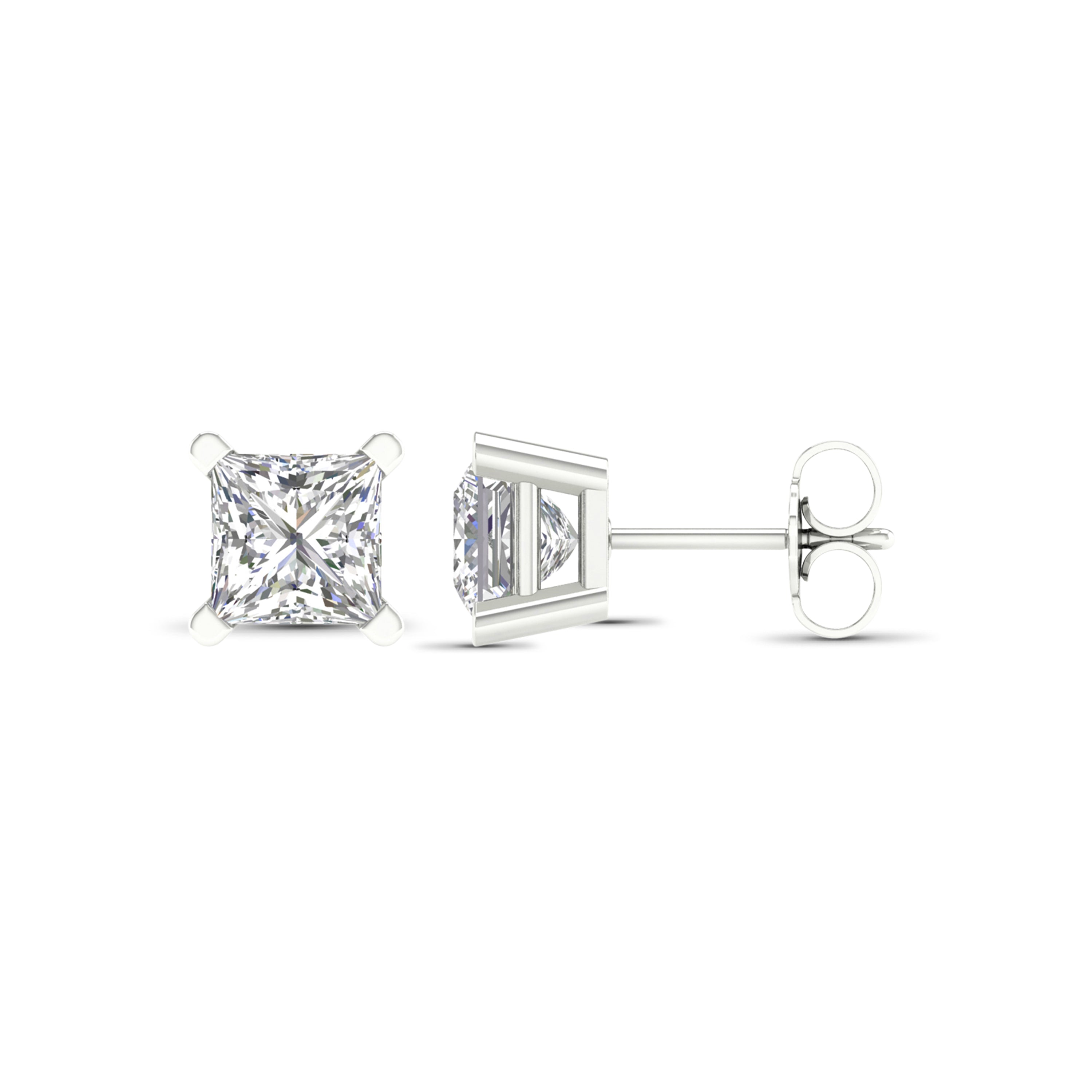 Venturant 1.00 - 2.00 Carat T.W. Princess-cut Lab Grown Diamond (F/VS+) Stud Earrings with Double Notch Post & Pushback