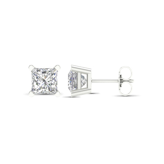 1.00 - 2.00 Carat T.W. Princess-cut Lab Grown Diamond (F/VS+) Stud Earrings with Double Notch Post & Pushback