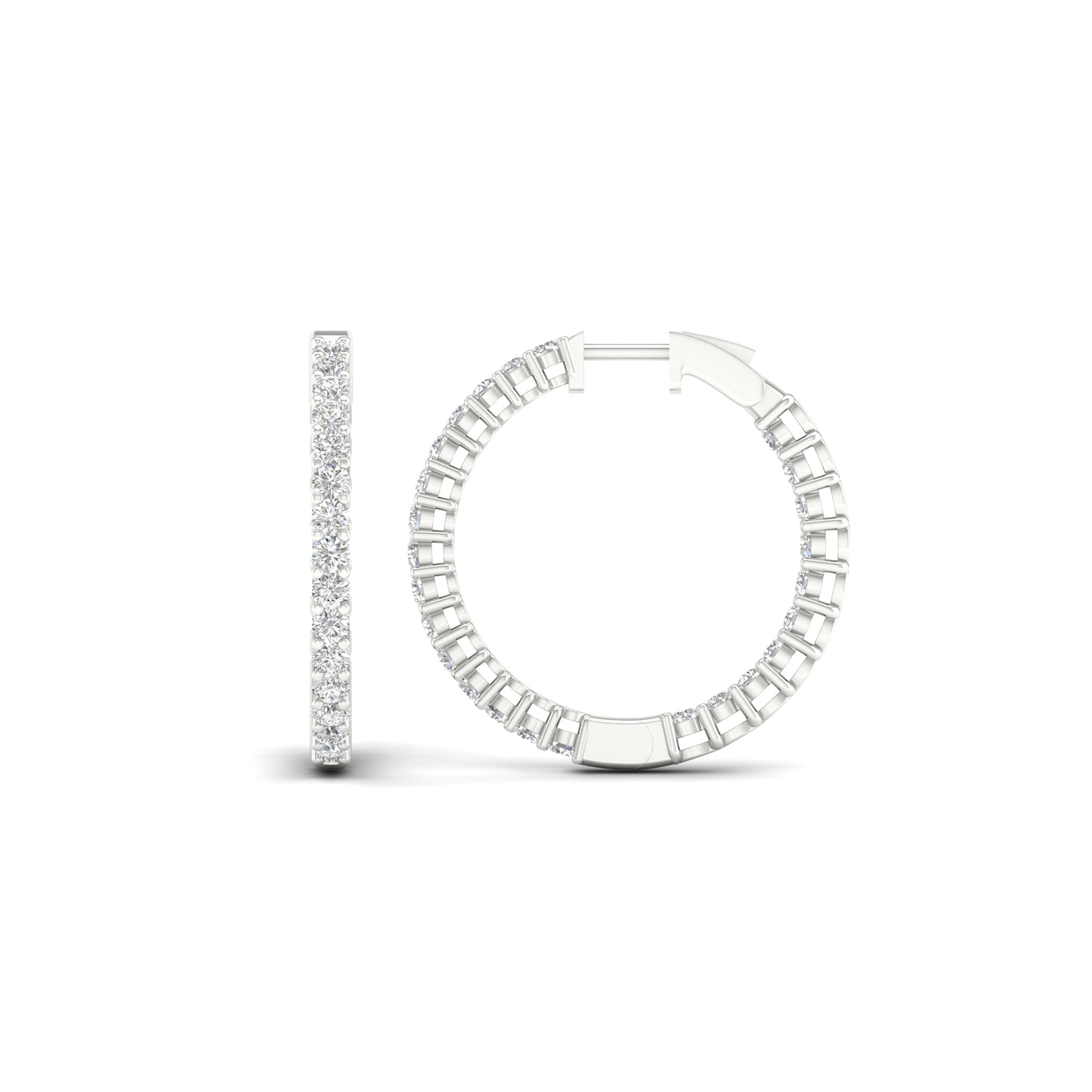Venturant 5.00-10.00 Carat T.W. Round-cut Lab Grown Diamond (F/VS+) 14K Gold Hoop Earrings