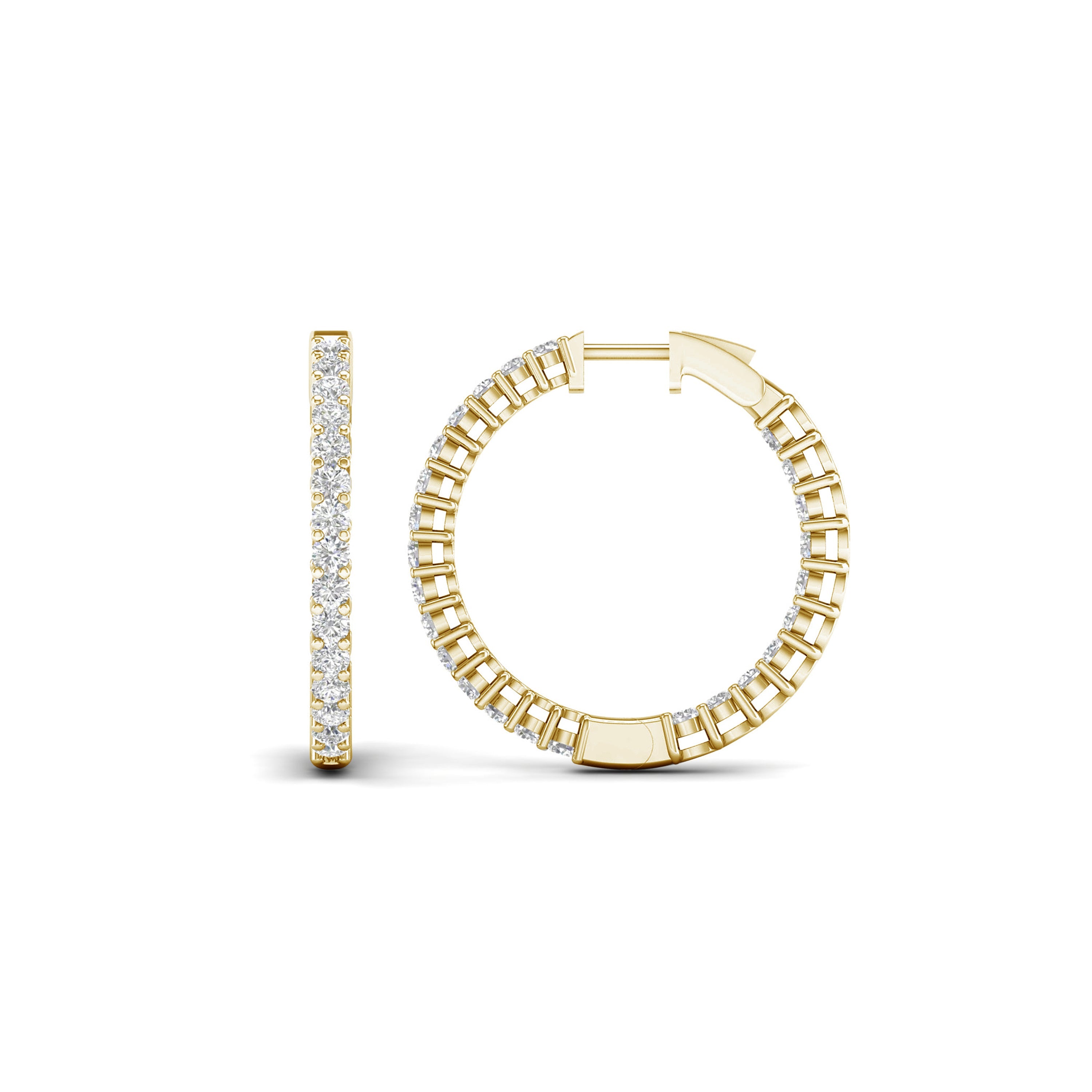 Venturant 5.00-10.00 Carat T.W. Round-cut Lab Grown Diamond (F/VS+) 14K Gold Hoop Earrings