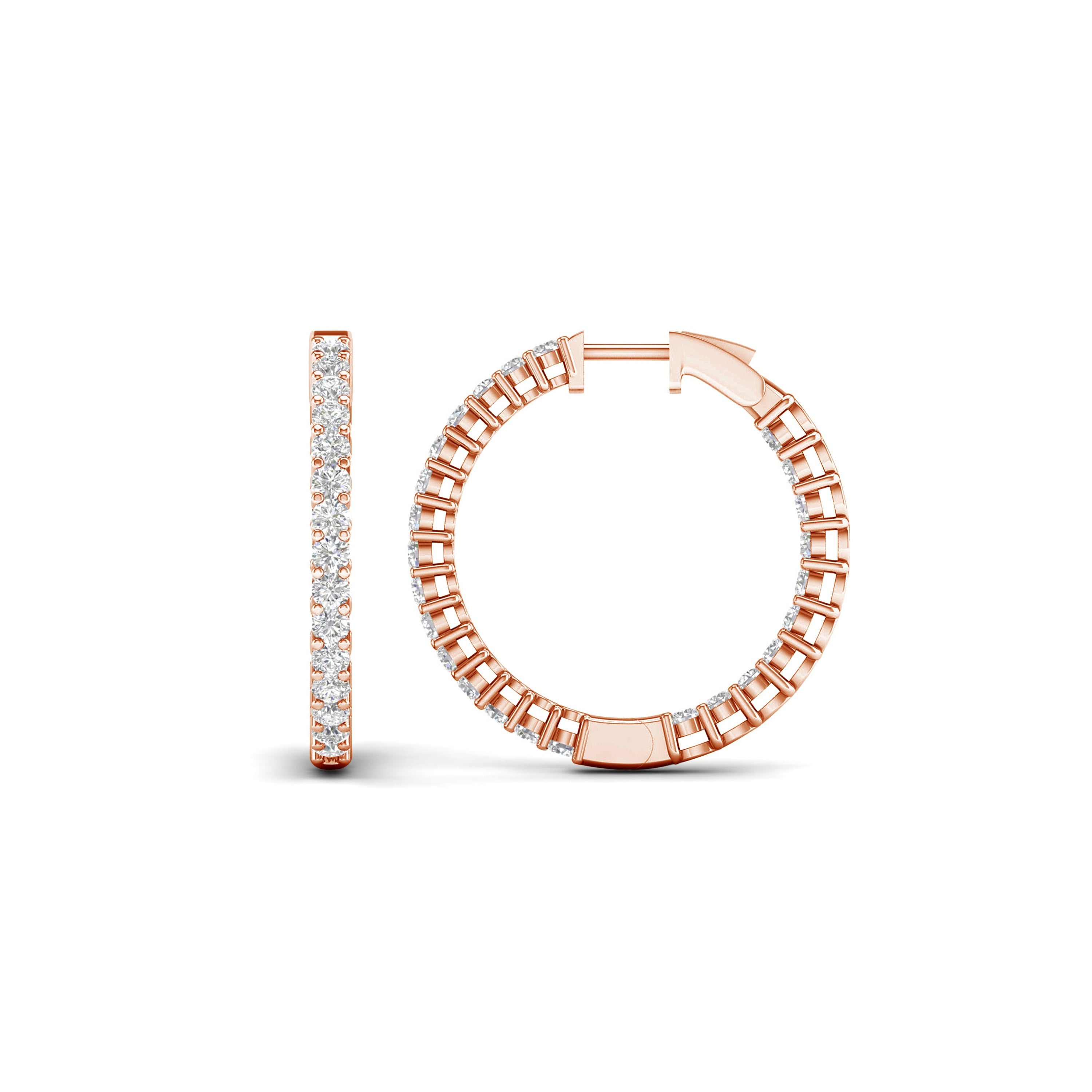 Venturant 5.00-10.00 Carat T.W. Round-cut Lab Grown Diamond (F/VS+) 14K Gold Hoop Earrings