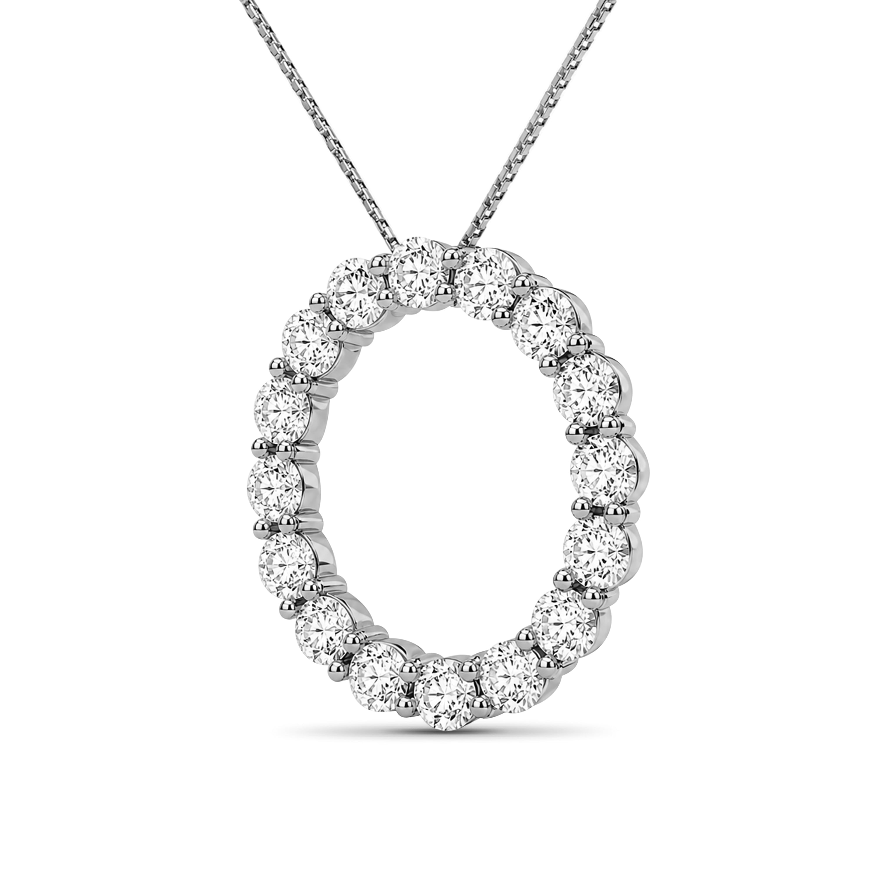 Venturant Lab Grown Diamond (F/VS+) 3.00 carat Round cut Sterling Silver Circle Pendant - Sterling Silver | Gold over Silver