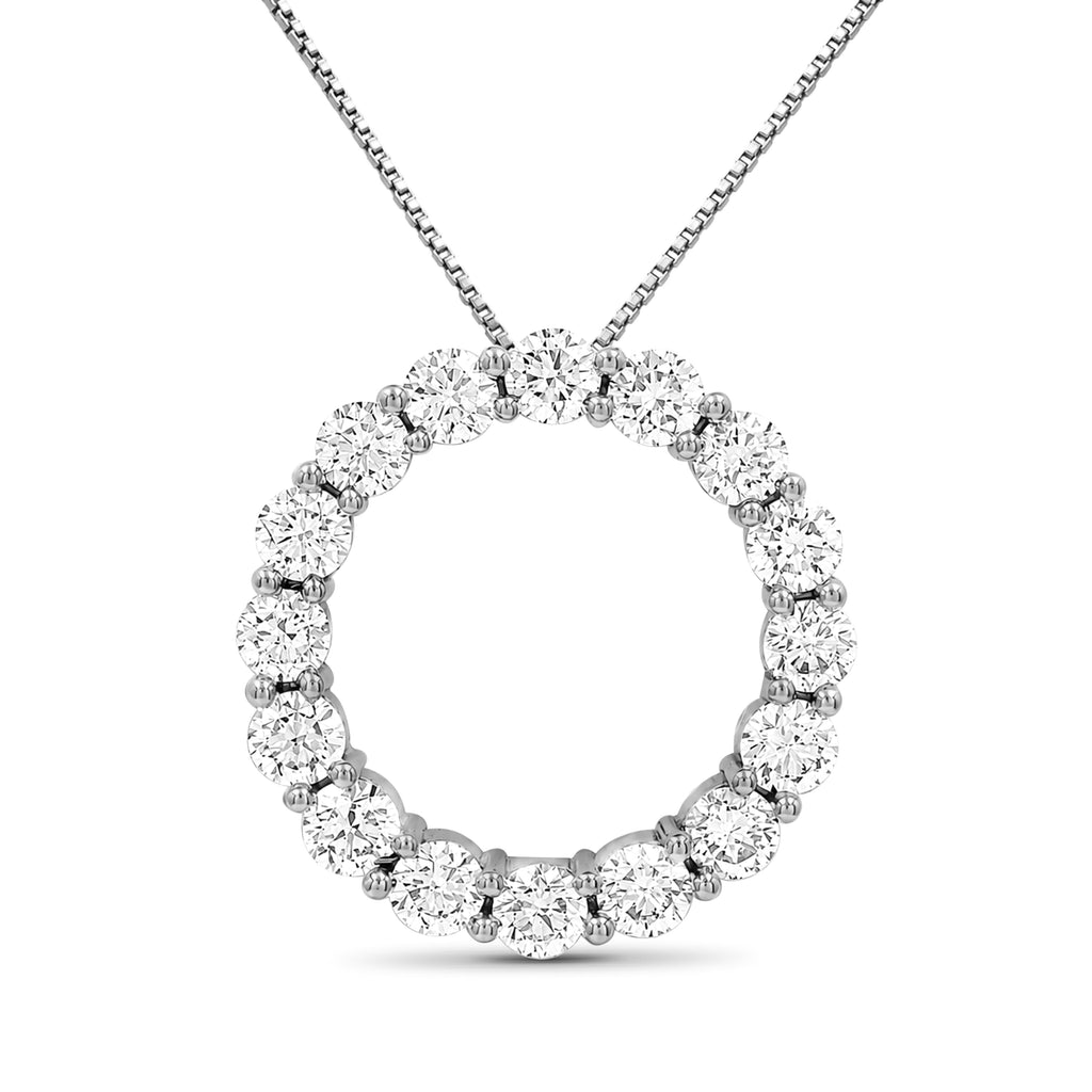 Venturant Lab Grown Diamond (F/VS+) 3.00 carat Round cut Sterling Silver Circle Pendant - Sterling Silver | Gold over Silver