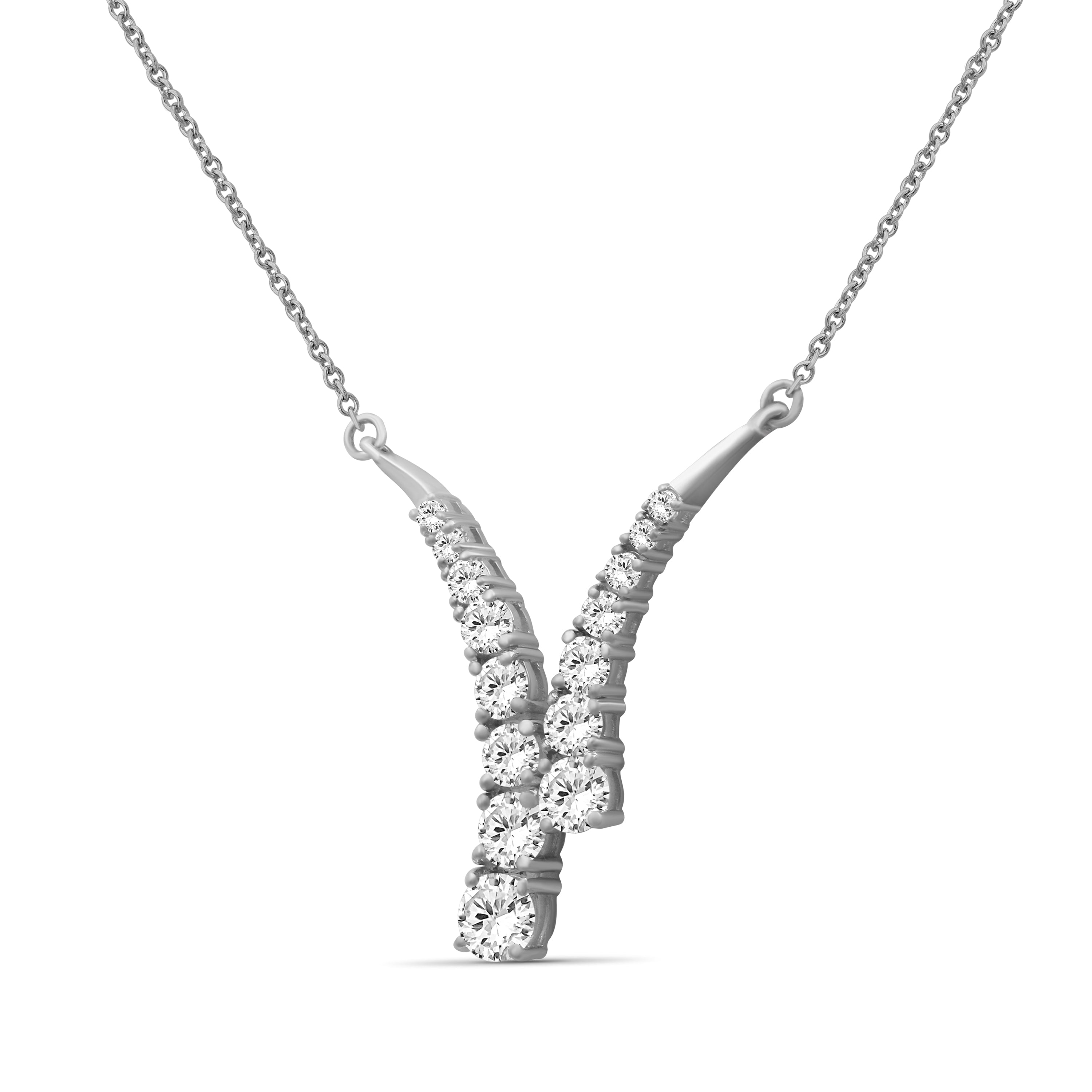 Venturant Lab Grown Diamond (F/VS+) 3.00 carat Round cut Sterling Silver Y Necklace - Sterling Silver | Gold over Silver