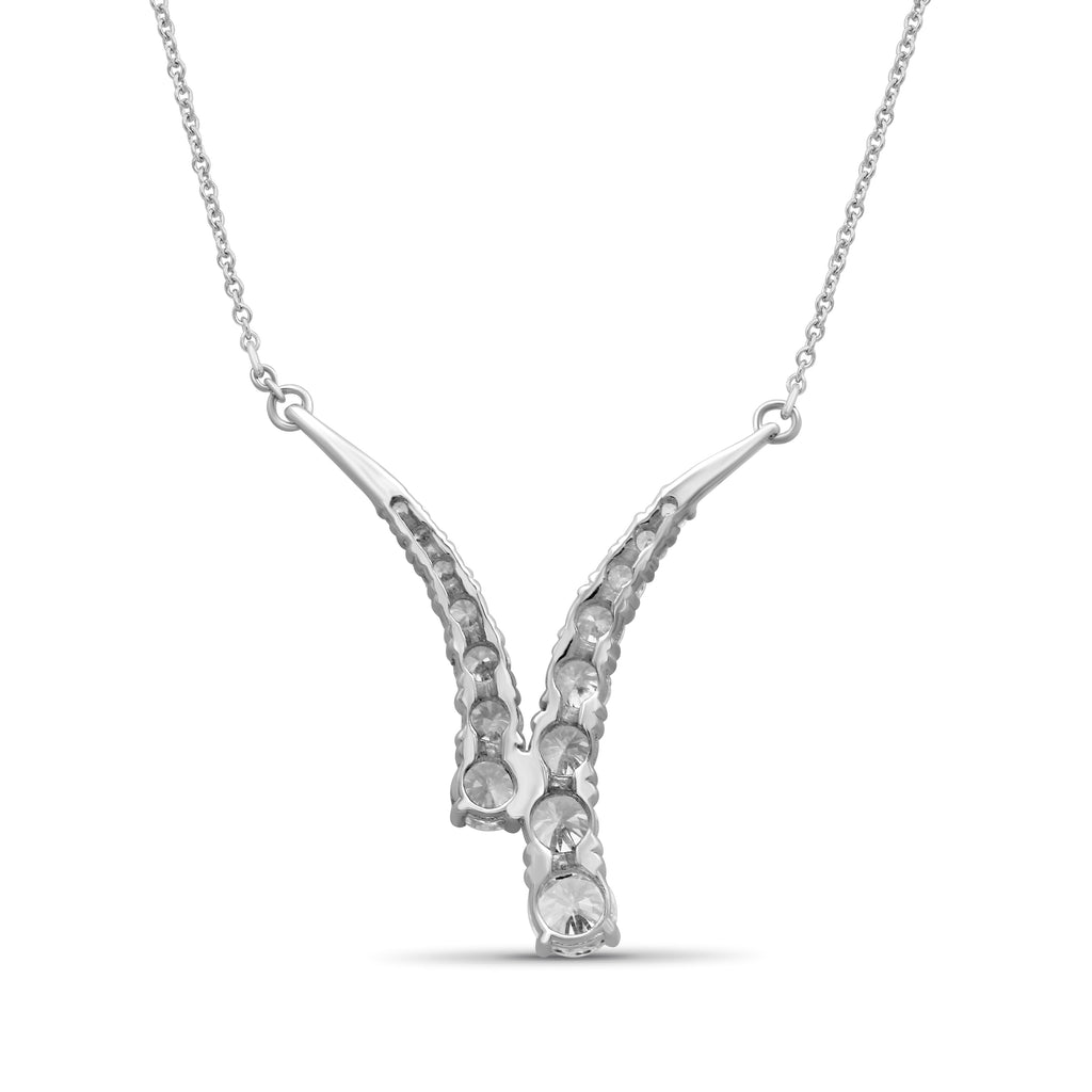 Venturant Lab Grown Diamond (F/VS+) 3.00 carat Round cut Sterling Silver Y Necklace - Sterling Silver | Gold over Silver