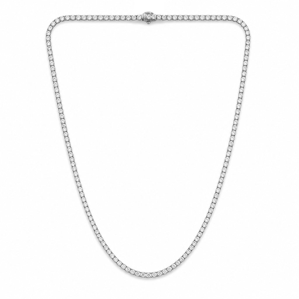 Venturant Lab Grown Diamond (F/VS+) 7.00 carat Round cut Sterling Silver Tennis Necklace - Sterling Silver | Gold over Silver