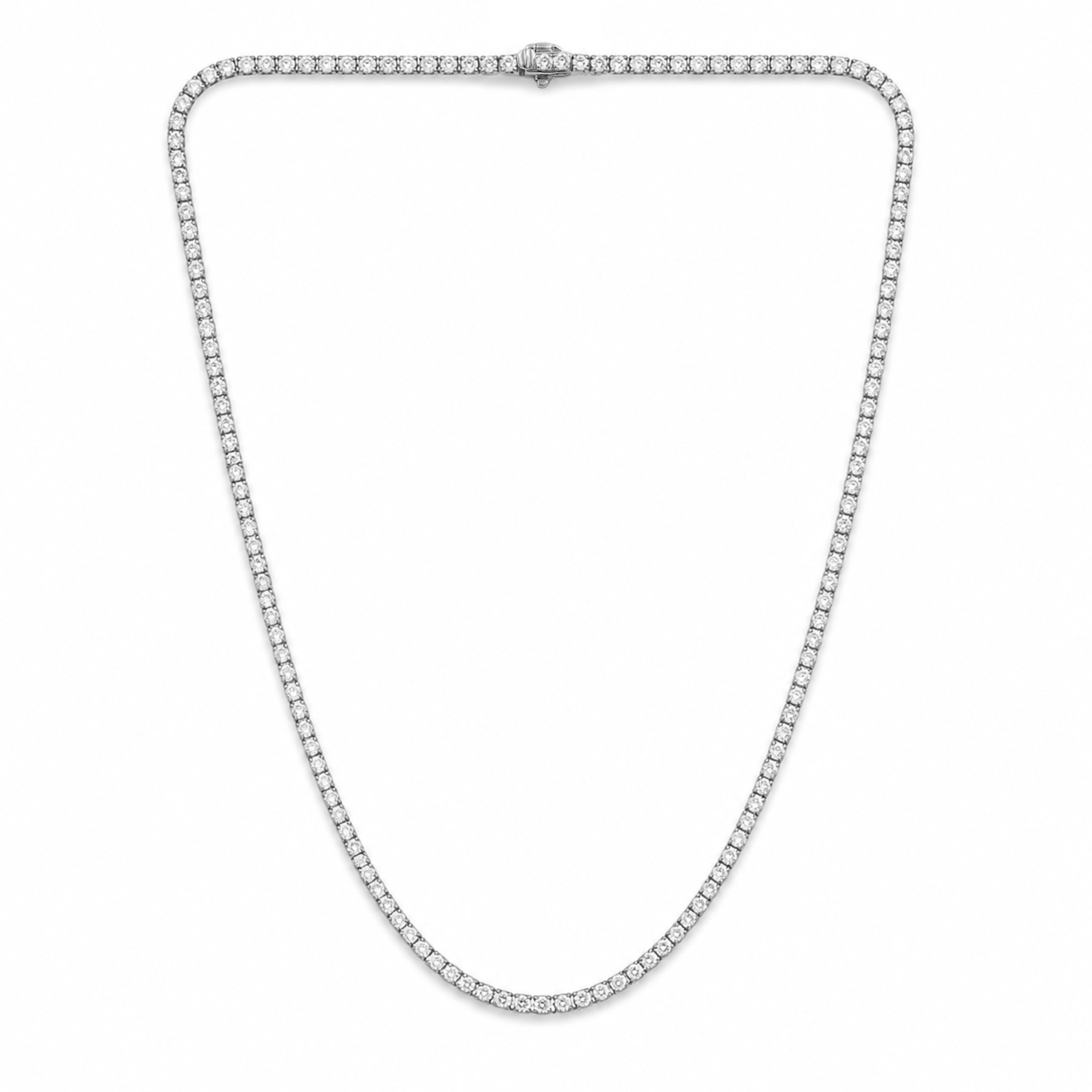 Venturant Lab Grown Diamond (F/VS+) 7.00 carat Round cut Sterling Silver Tennis Necklace - Sterling Silver | Gold over Silver